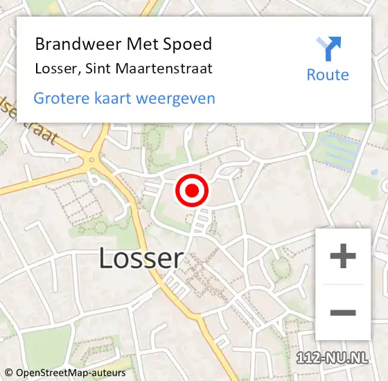 Locatie op kaart van de 112 melding: Brandweer Met Spoed Naar Losser, Sint Maartenstraat op 21 juli 2024 19:21