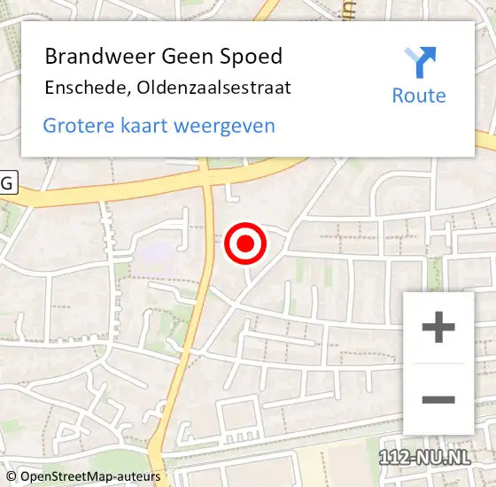 Locatie op kaart van de 112 melding: Brandweer Geen Spoed Naar Enschede, Oldenzaalsestraat op 21 juli 2024 19:21