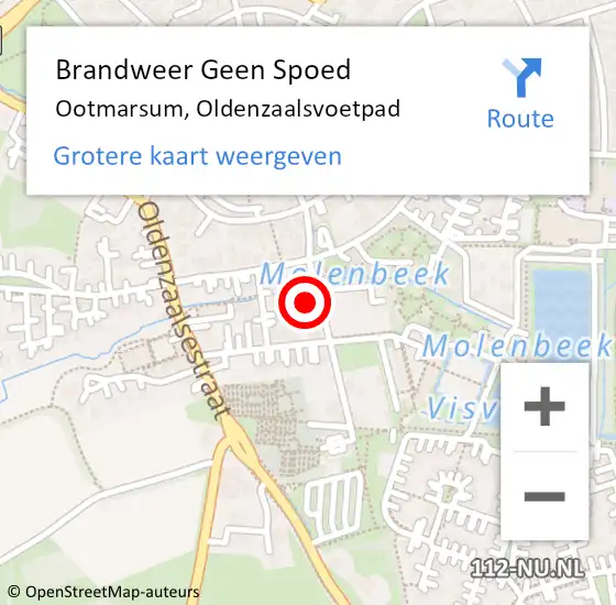 Locatie op kaart van de 112 melding: Brandweer Geen Spoed Naar Ootmarsum, Oldenzaalsvoetpad op 21 juli 2024 19:22