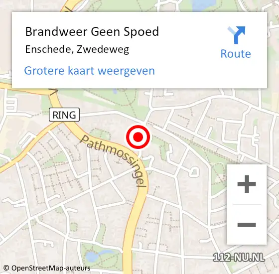 Locatie op kaart van de 112 melding: Brandweer Geen Spoed Naar Enschede, Zwedeweg op 21 juli 2024 19:22