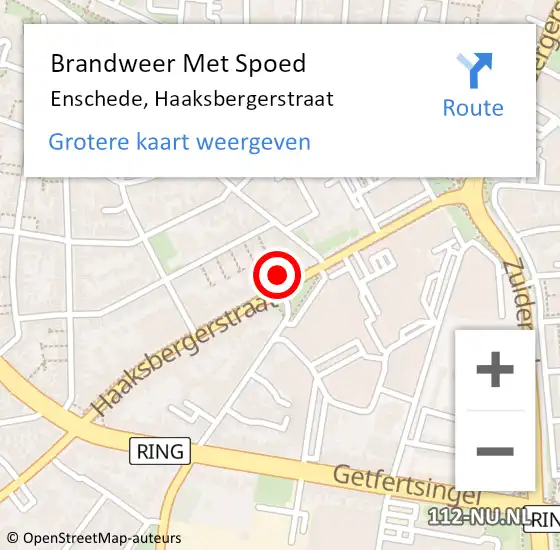 Locatie op kaart van de 112 melding: Brandweer Met Spoed Naar Enschede, Haaksbergerstraat op 21 juli 2024 19:23