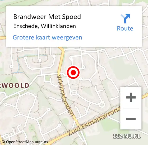 Locatie op kaart van de 112 melding: Brandweer Met Spoed Naar Enschede, Willinklanden op 21 juli 2024 19:24