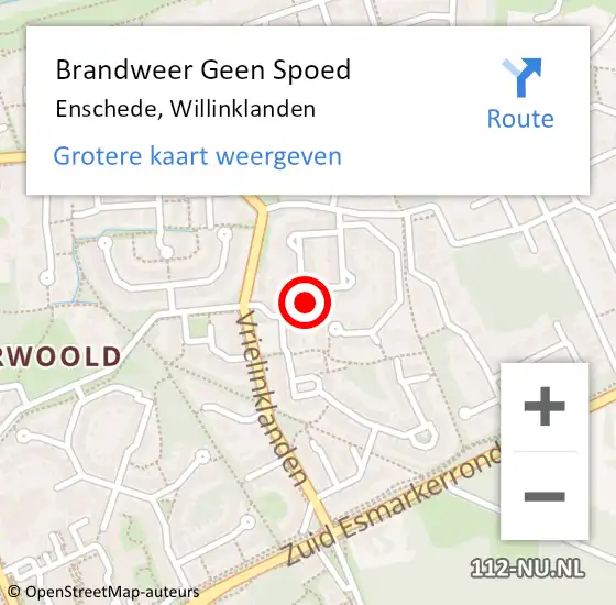 Locatie op kaart van de 112 melding: Brandweer Geen Spoed Naar Enschede, Willinklanden op 21 juli 2024 19:25