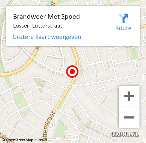 Locatie op kaart van de 112 melding: Brandweer Met Spoed Naar Losser, Lutterstraat op 21 juli 2024 19:25