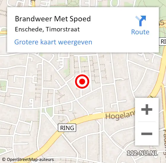 Locatie op kaart van de 112 melding: Brandweer Met Spoed Naar Enschede, Timorstraat op 21 juli 2024 19:25