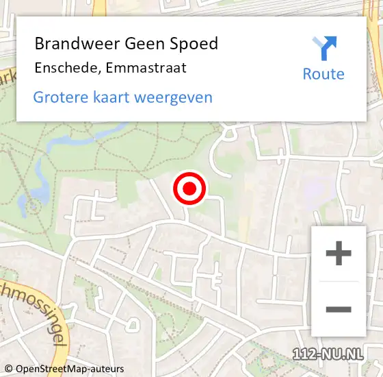 Locatie op kaart van de 112 melding: Brandweer Geen Spoed Naar Enschede, Emmastraat op 21 juli 2024 19:26