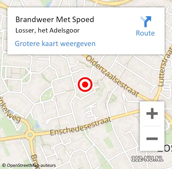 Locatie op kaart van de 112 melding: Brandweer Met Spoed Naar Losser, het Adelsgoor op 21 juli 2024 19:26