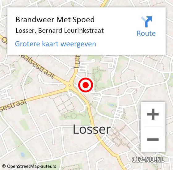 Locatie op kaart van de 112 melding: Brandweer Met Spoed Naar Losser, Bernard Leurinkstraat op 21 juli 2024 19:27