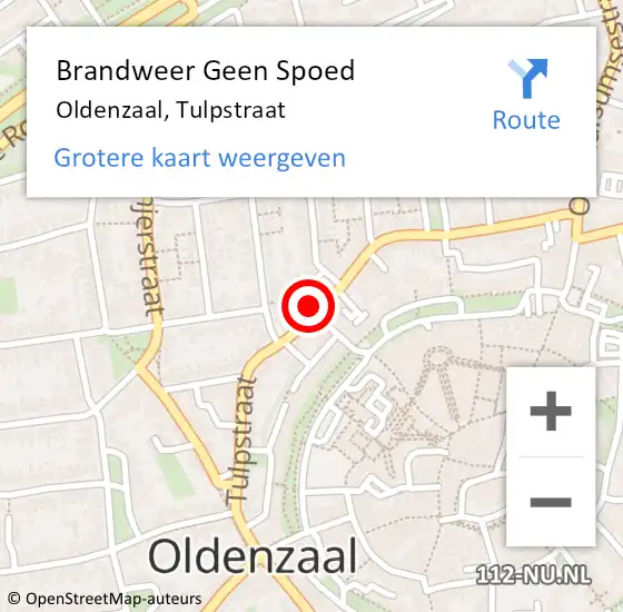 Locatie op kaart van de 112 melding: Brandweer Geen Spoed Naar Oldenzaal, Tulpstraat op 21 juli 2024 19:27