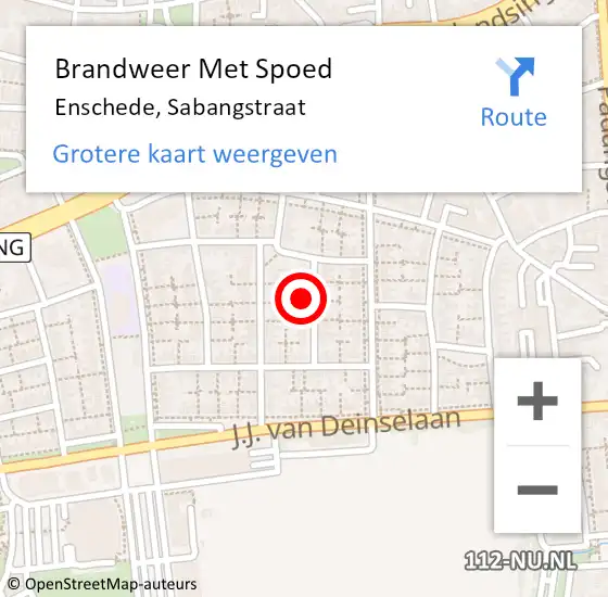 Locatie op kaart van de 112 melding: Brandweer Met Spoed Naar Enschede, Sabangstraat op 21 juli 2024 19:30