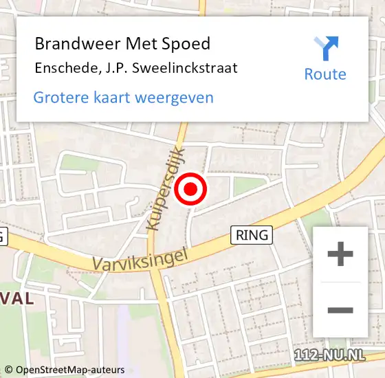 Locatie op kaart van de 112 melding: Brandweer Met Spoed Naar Enschede, J.P. Sweelinckstraat op 21 juli 2024 19:30