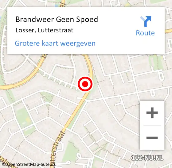 Locatie op kaart van de 112 melding: Brandweer Geen Spoed Naar Losser, Lutterstraat op 21 juli 2024 19:32