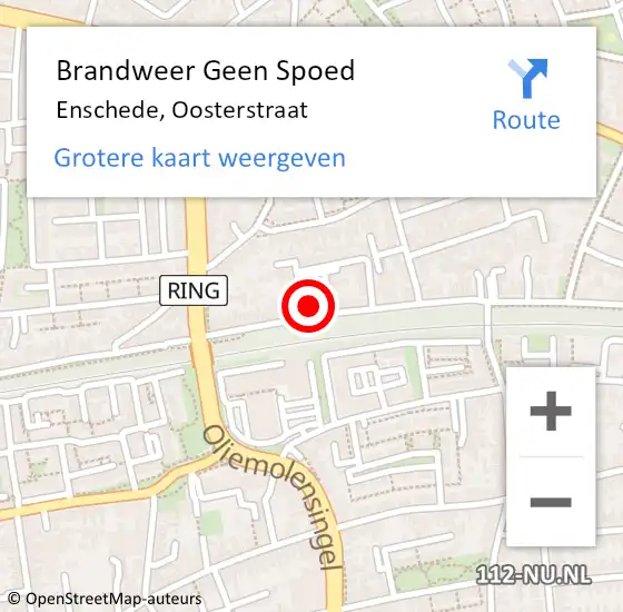 Locatie op kaart van de 112 melding: Brandweer Geen Spoed Naar Enschede, Oosterstraat op 21 juli 2024 19:32