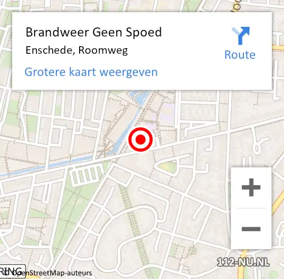 Locatie op kaart van de 112 melding: Brandweer Geen Spoed Naar Enschede, Roomweg op 21 juli 2024 19:32