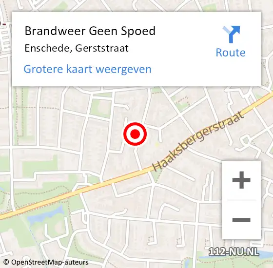 Locatie op kaart van de 112 melding: Brandweer Geen Spoed Naar Enschede, Gerststraat op 21 juli 2024 19:35