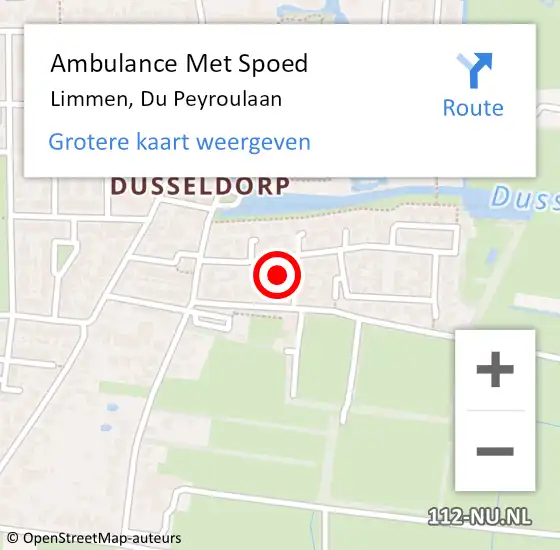Locatie op kaart van de 112 melding: Ambulance Met Spoed Naar Limmen, Du Peyroulaan op 21 juli 2024 19:37