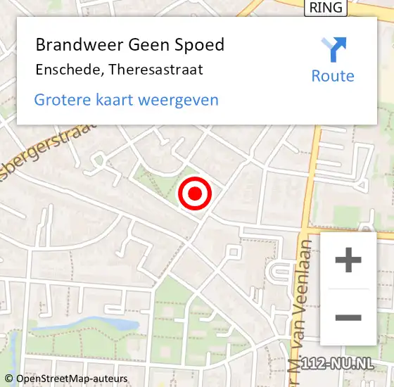 Locatie op kaart van de 112 melding: Brandweer Geen Spoed Naar Enschede, Theresastraat op 21 juli 2024 19:38