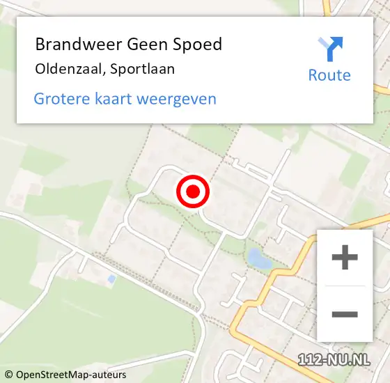 Locatie op kaart van de 112 melding: Brandweer Geen Spoed Naar Oldenzaal, Sportlaan op 21 juli 2024 19:38