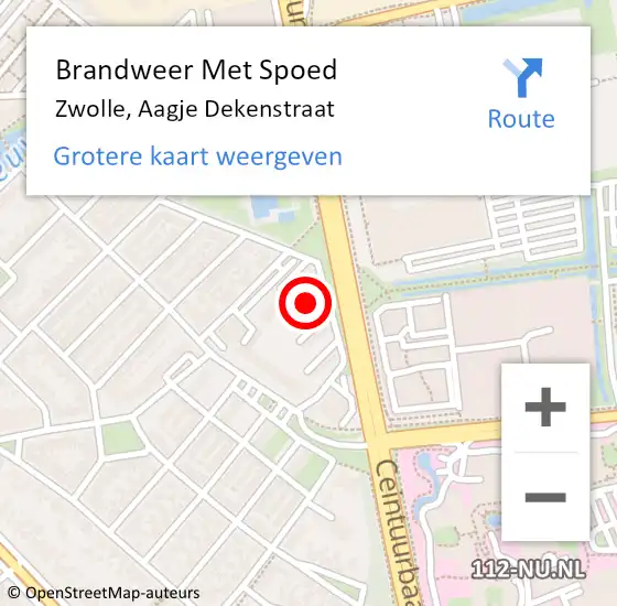 Locatie op kaart van de 112 melding: Brandweer Met Spoed Naar Zwolle, Aagje Dekenstraat op 21 juli 2024 19:39