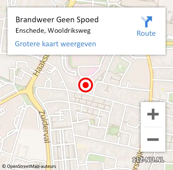 Locatie op kaart van de 112 melding: Brandweer Geen Spoed Naar Enschede, Wooldriksweg op 21 juli 2024 19:49