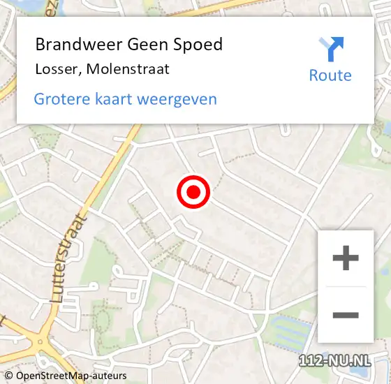 Locatie op kaart van de 112 melding: Brandweer Geen Spoed Naar Losser, Molenstraat op 21 juli 2024 19:50