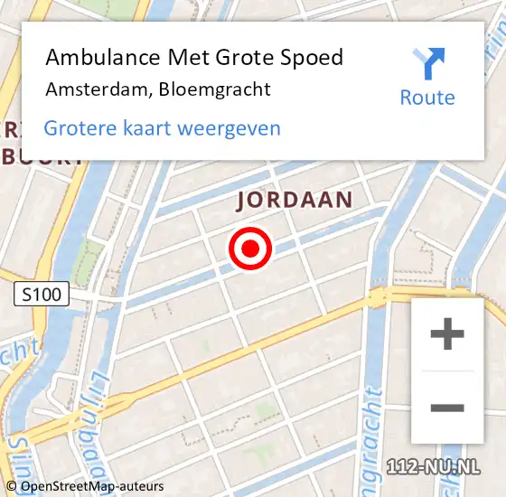 Locatie op kaart van de 112 melding: Ambulance Met Grote Spoed Naar Amsterdam, Bloemgracht op 21 juli 2024 19:51