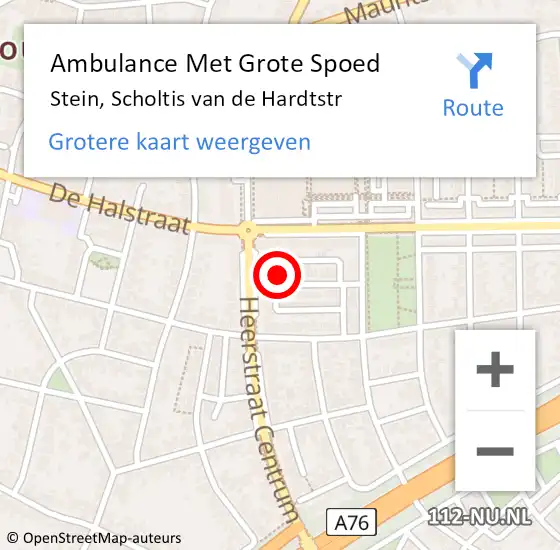 Locatie op kaart van de 112 melding: Ambulance Met Grote Spoed Naar Stein, Scholtis van de Hardtstr op 13 oktober 2014 20:59