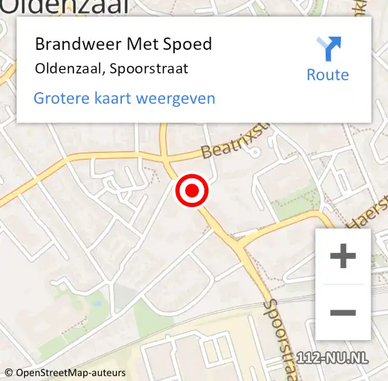 Locatie op kaart van de 112 melding: Brandweer Met Spoed Naar Oldenzaal, Spoorstraat op 21 juli 2024 19:54