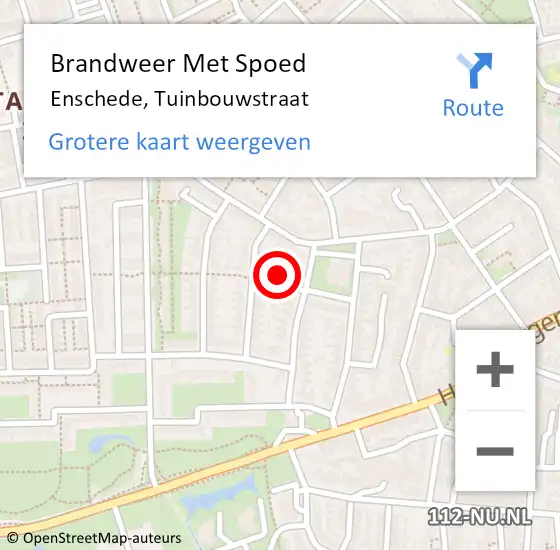 Locatie op kaart van de 112 melding: Brandweer Met Spoed Naar Enschede, Tuinbouwstraat op 21 juli 2024 19:55