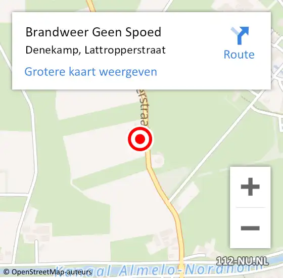 Locatie op kaart van de 112 melding: Brandweer Geen Spoed Naar Denekamp, Lattropperstraat op 21 juli 2024 20:03