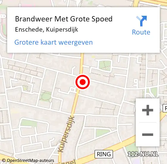 Locatie op kaart van de 112 melding: Brandweer Met Grote Spoed Naar Enschede, Kuipersdijk op 21 juli 2024 20:05