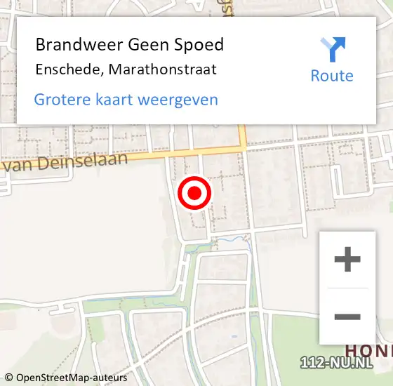 Locatie op kaart van de 112 melding: Brandweer Geen Spoed Naar Enschede, Marathonstraat op 21 juli 2024 20:08