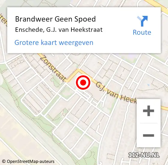 Locatie op kaart van de 112 melding: Brandweer Geen Spoed Naar Enschede, G.J. van Heekstraat op 21 juli 2024 20:09