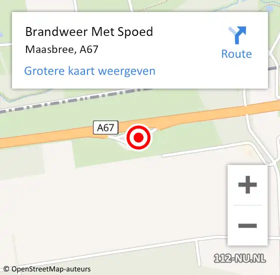 Locatie op kaart van de 112 melding: Brandweer Met Spoed Naar Maasbree, A67 op 21 juli 2024 20:10