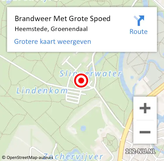 Locatie op kaart van de 112 melding: Brandweer Met Grote Spoed Naar Heemstede, Groenendaal op 21 juli 2024 20:12