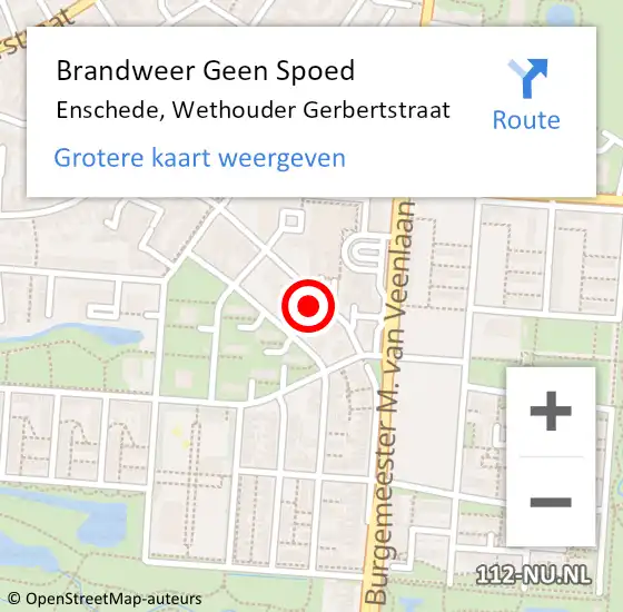 Locatie op kaart van de 112 melding: Brandweer Geen Spoed Naar Enschede, Wethouder Gerbertstraat op 21 juli 2024 20:14