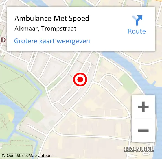 Locatie op kaart van de 112 melding: Ambulance Met Spoed Naar Alkmaar, Trompstraat op 21 juli 2024 20:15