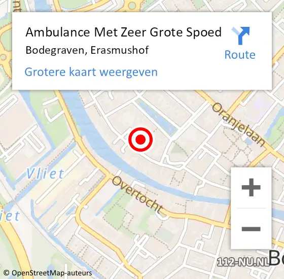 Locatie op kaart van de 112 melding: Ambulance Met Zeer Grote Spoed Naar Bodegraven, Erasmushof op 21 juli 2024 20:16