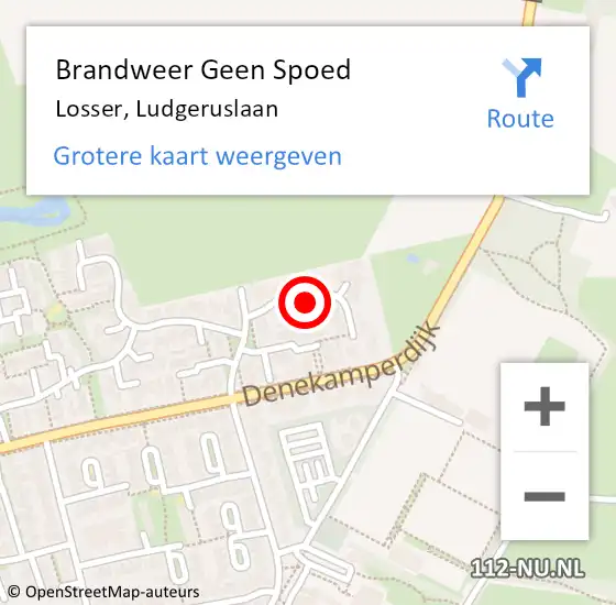 Locatie op kaart van de 112 melding: Brandweer Geen Spoed Naar Losser, Ludgeruslaan op 21 juli 2024 20:18