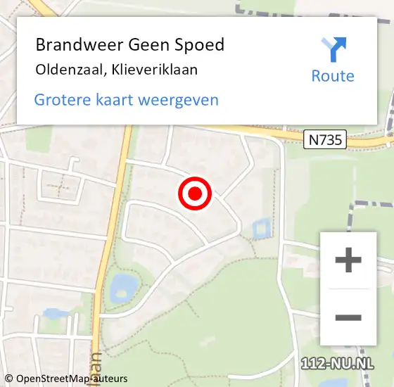 Locatie op kaart van de 112 melding: Brandweer Geen Spoed Naar Oldenzaal, Klieveriklaan op 21 juli 2024 20:22