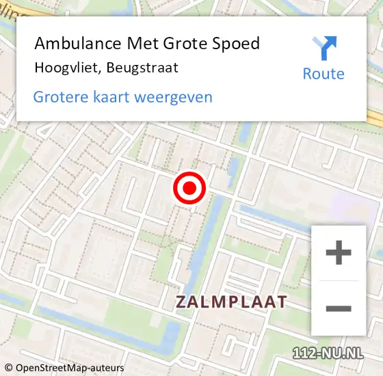 Locatie op kaart van de 112 melding: Ambulance Met Grote Spoed Naar Hoogvliet, Beugstraat op 21 juli 2024 20:25