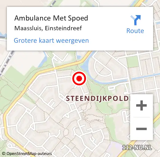 Locatie op kaart van de 112 melding: Ambulance Met Spoed Naar Maassluis, Einsteindreef op 21 juli 2024 20:28