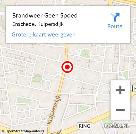 Locatie op kaart van de 112 melding: Brandweer Geen Spoed Naar Enschede, Kuipersdijk op 21 juli 2024 20:28