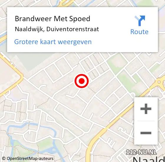 Locatie op kaart van de 112 melding: Brandweer Met Spoed Naar Naaldwijk, Duiventorenstraat op 21 juli 2024 20:28