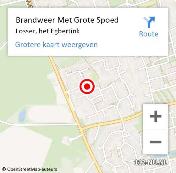 Locatie op kaart van de 112 melding: Brandweer Met Grote Spoed Naar Losser, het Egbertink op 21 juli 2024 20:32