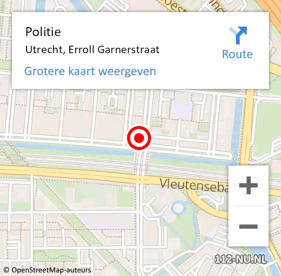 Locatie op kaart van de 112 melding: Politie Utrecht, Erroll Garnerstraat op 21 juli 2024 20:34