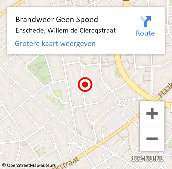 Locatie op kaart van de 112 melding: Brandweer Geen Spoed Naar Enschede, Willem de Clercqstraat op 21 juli 2024 20:35