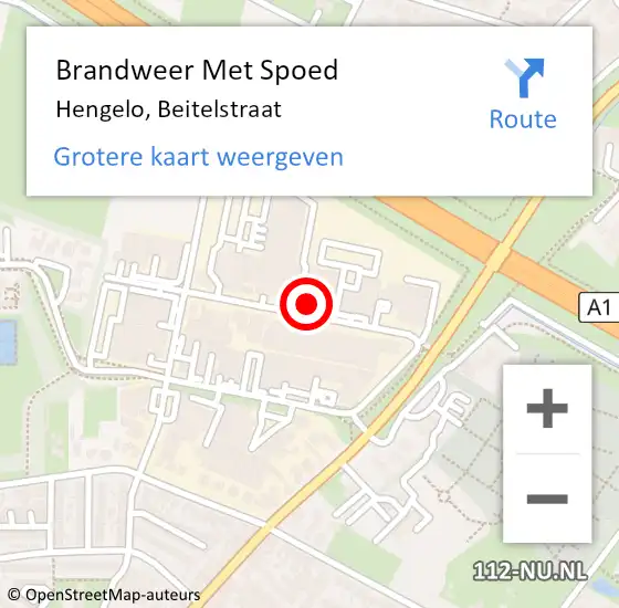 Locatie op kaart van de 112 melding: Brandweer Met Spoed Naar Hengelo, Beitelstraat op 21 juli 2024 20:50