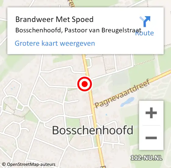 Locatie op kaart van de 112 melding: Brandweer Met Spoed Naar Bosschenhoofd, Pastoor van Breugelstraat op 21 juli 2024 20:51