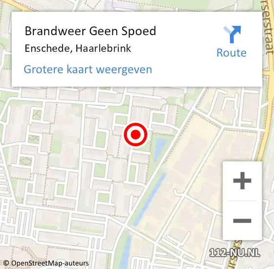 Locatie op kaart van de 112 melding: Brandweer Geen Spoed Naar Enschede, Haarlebrink op 21 juli 2024 20:54